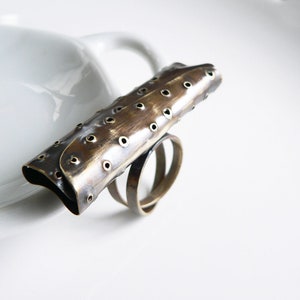 Brutalist Brass Statement Ring: Handmade Patina Ring, Size 7