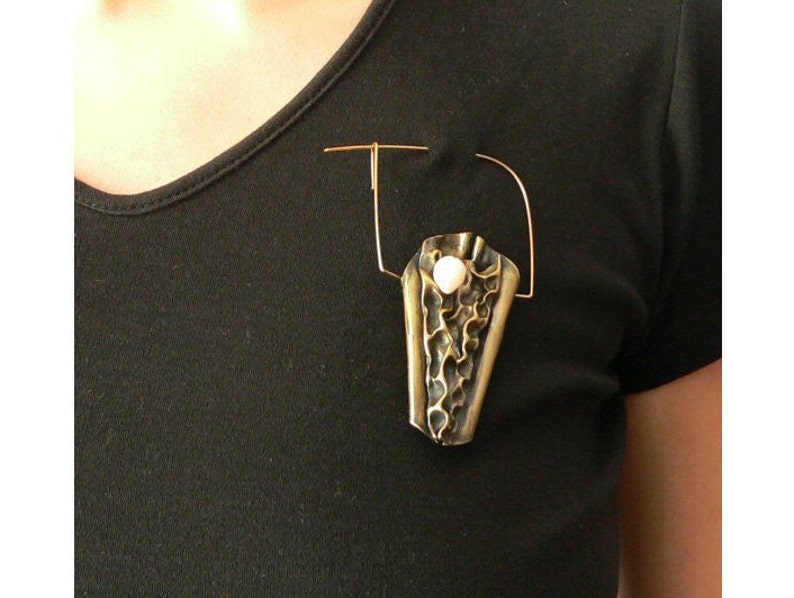 Contemporary brooch brass brooch Modernist brooch bronze Etsy