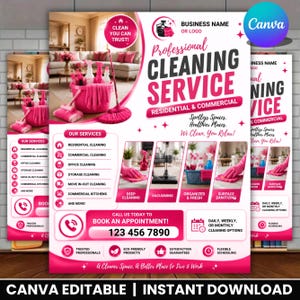 Cleaning Services Flyer Template , House Cleaning Flyer , Editable Canva Cleaning Business Flyer , Maid Service DIY text, instant download