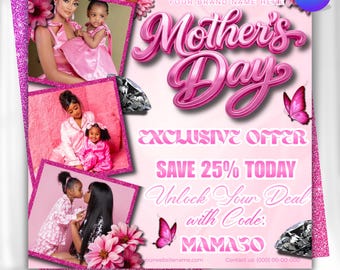 Mothers Day Booking Flyer, May Booking Flyer, Beauty Promo Template, Canva Flyer, Lash Wig Nails Flyer, Salon Marketing Design, DIY text