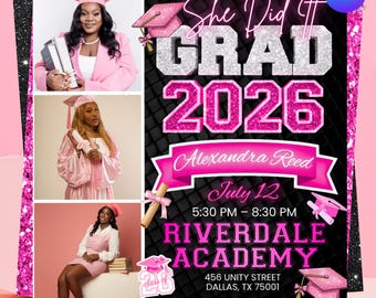 Graduate Flyer, Graduation Party Flyer, Graduation Invitation, College Decision, Class of 2026 Flyer, Senior Grad Announce, Canva Editable