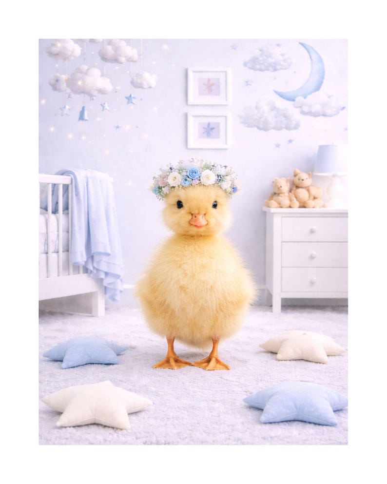 Baby Animal Nursery Wall Art Set of 5, Blue Lavender Nursery Decor ...