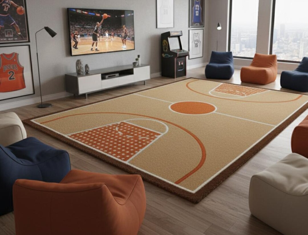 Basketball Court Area Rug: Kids Sports Play Mat, Nursery Decor - Etsy