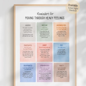 Feelings Wall Art Printable, Reminders for Heavy Feelings,  Therapy Office Decor  Feelings Poster for Home (Instant Digital Download)