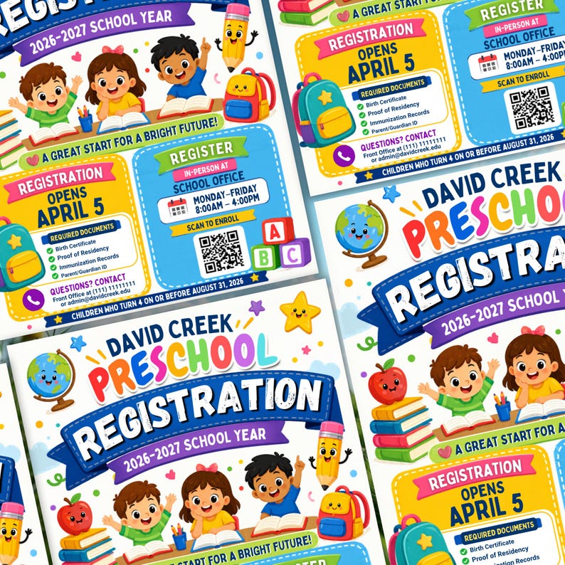 Preschool Registration Flyer Template, Editable School Enrollment ...