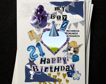 Tarjeta de cumpleaños estética personalizada / Regalo de collage personalizado