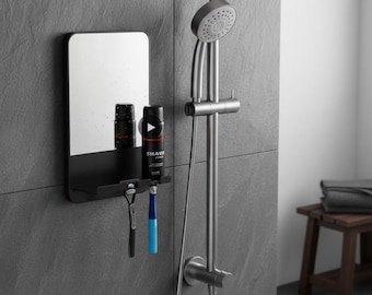 Anti-fog Shower Mirror with Razor Holder | Removable Shaving Mirror for Shower Use | Suction Cup Bathroom Organizer Fogless Design