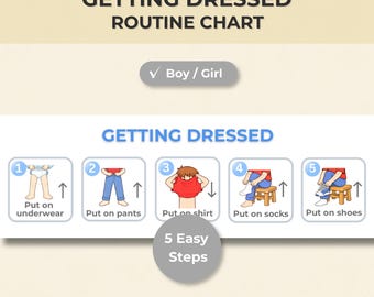 Getting Dressed Routine Chart for Kids | Visual Schedule for Kids | Toddler Dressing Chart Printable | Simple Daily Routine