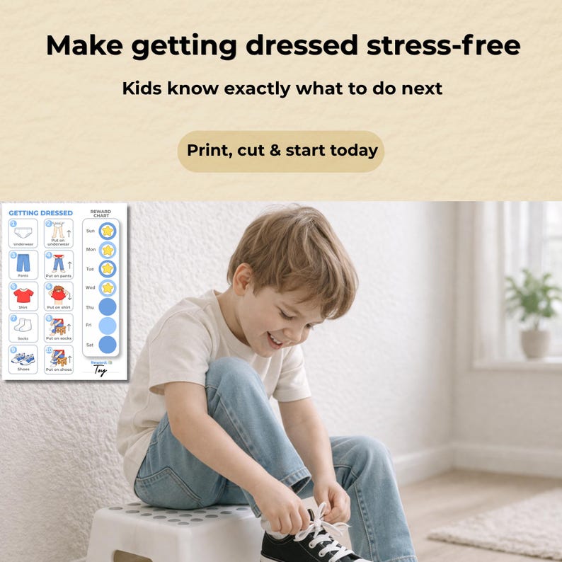 Getting Dressed Routine Chart for Kids | Visual Schedule Autism ADHD ...