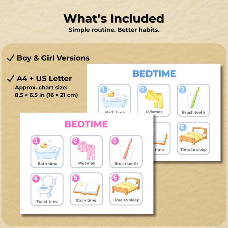 Toddler Bedtime Routine Chart | Visual Schedule for Kids | Printable - Etsy