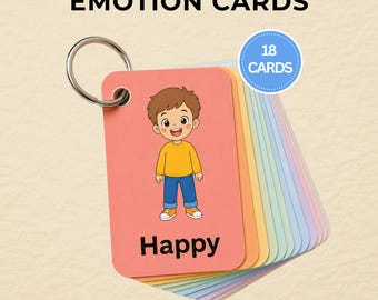 Emotion Flash Cards for Toddlers Printable | 18 Feelings Cards PDF | SEL Activity for Kids | Speech Therapy & Autism Support