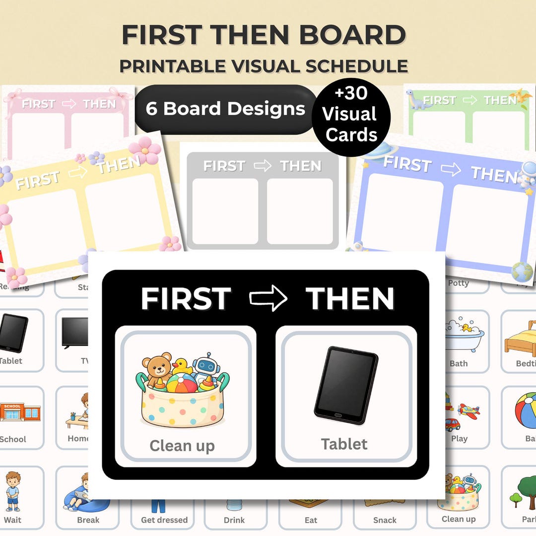 First Then Board Printable | Visual Schedule for Kids | Autism & ADHD ...