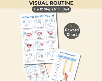 Toddler Tooth Brushing Routine Chart | Visual Schedule for Kids | Printable