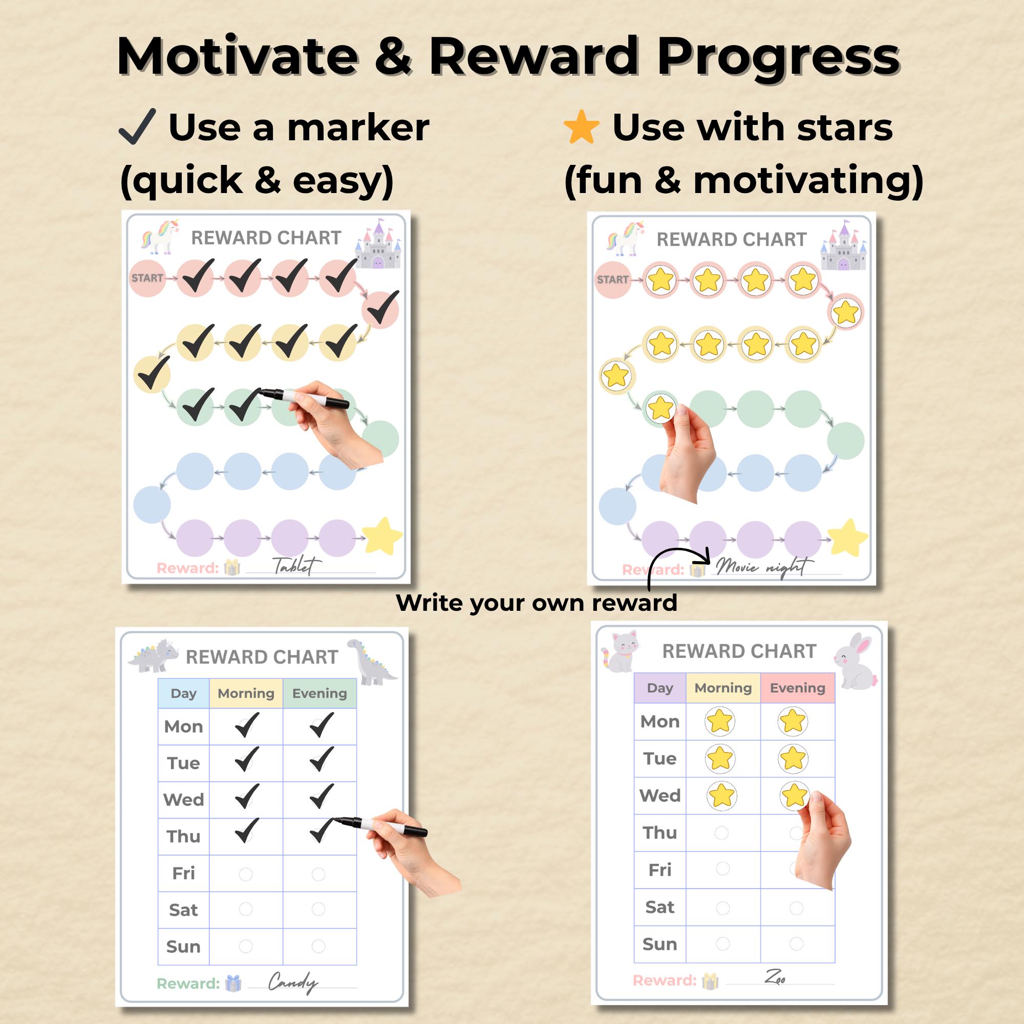 5 Bathroom Routine Charts for Kids | Reward Chart Bundle | Potty ...