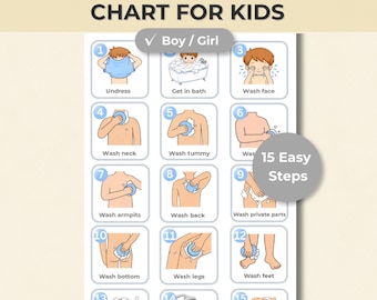 Bath Routine Chart for Kids | Printable Visual Schedule | Boy & Girl