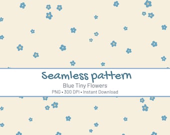 Patrón PNG sin costuras de pequeñas flores azules, papel digital inspirado en nomeolvides, papel para álbum de recortes floral estilo cottagecore, estampado de tela