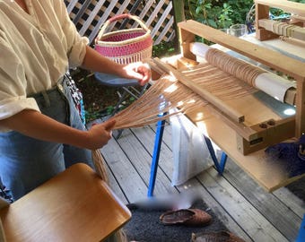 Saori Kenzo's Premier complete TableTop built in beaming/threading/raddle system  create ready made warps 60 or piccolo's  : Saorisantacruz