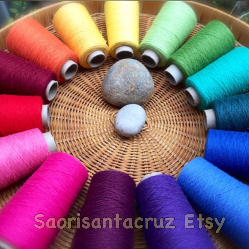 saorisantacruz Organic cotton and cottonlin 15 cone weaving yarns setweaving rainbows
