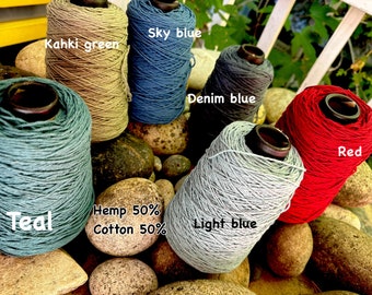 New Hemp 50/50 cotton THICK 440 yards per worsted cone a great thicker yarn : Saorisantacruz