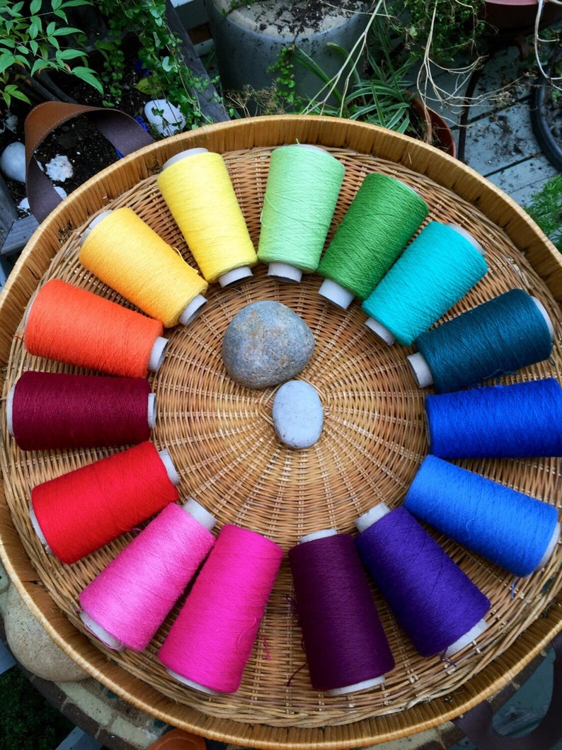 saorisantacruz Organic cotton and cottonlin 15 cone weaving yarns setweaving rainbows