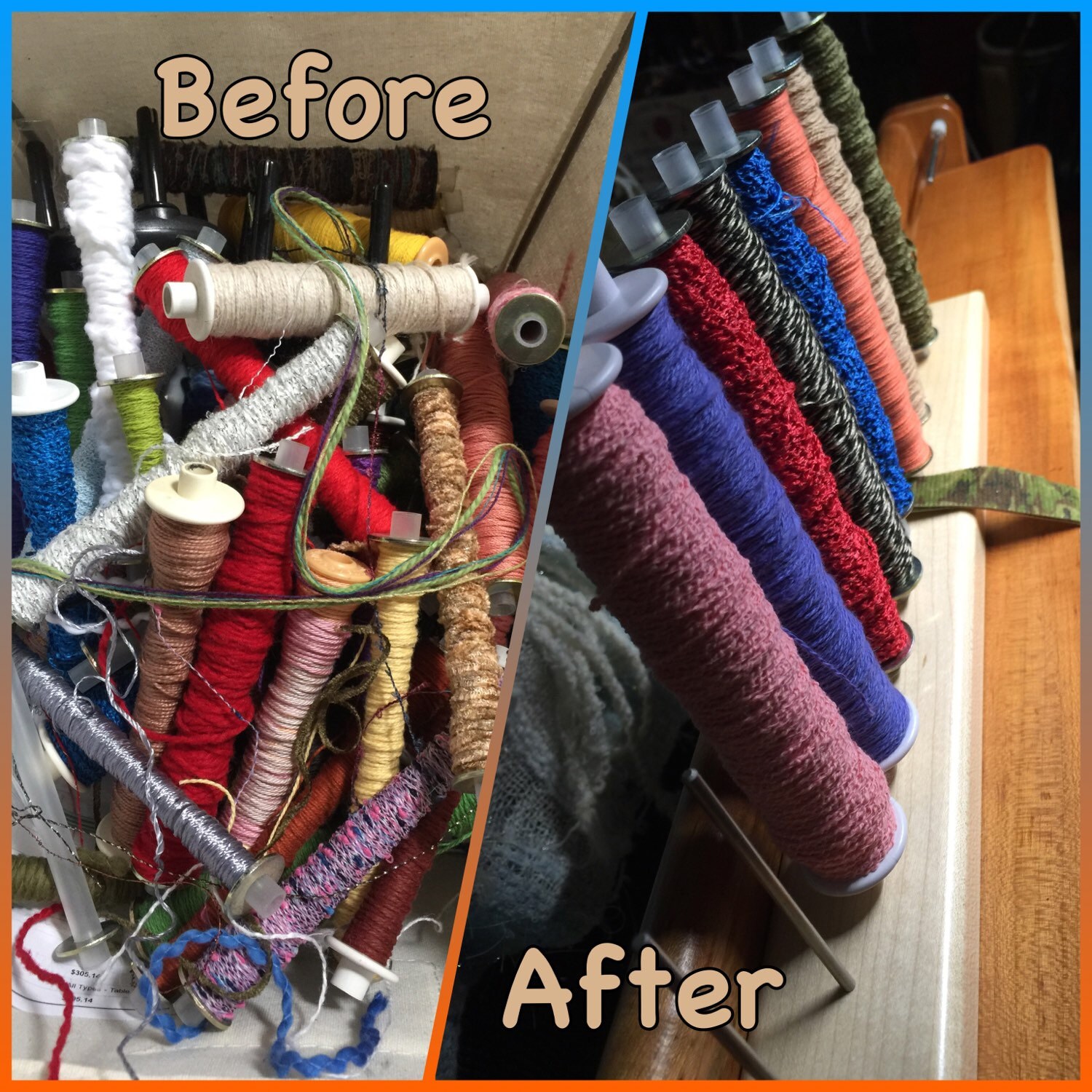 Weaving Bobbin Rack Holds 12 Wound Boat Shuttle Bobbins ,maple,sturdy ...