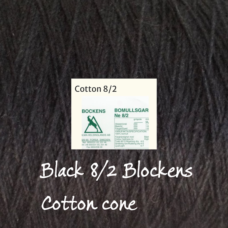 Black or colors 8/2 unmercerized Swedish Egyptian cotton Bockens weaving yarn other colors can be ordered contact me: saorisantacruz image 3