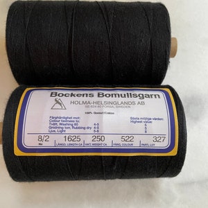 Black or colors 8/2 unmercerized Swedish Egyptian cotton Bockens weaving yarn other colors can be ordered contact me: saorisantacruz image 1