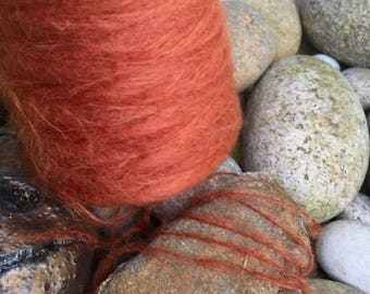 1 pound cone  high quality strong brushed mohair for core spinning, weaving, knitting "Dark spice" : saorisantacruC