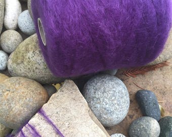 1 pound cone  high quality strong brushed mohair for core spinning, weaving, knitting  “ plum “: saorisantacruz