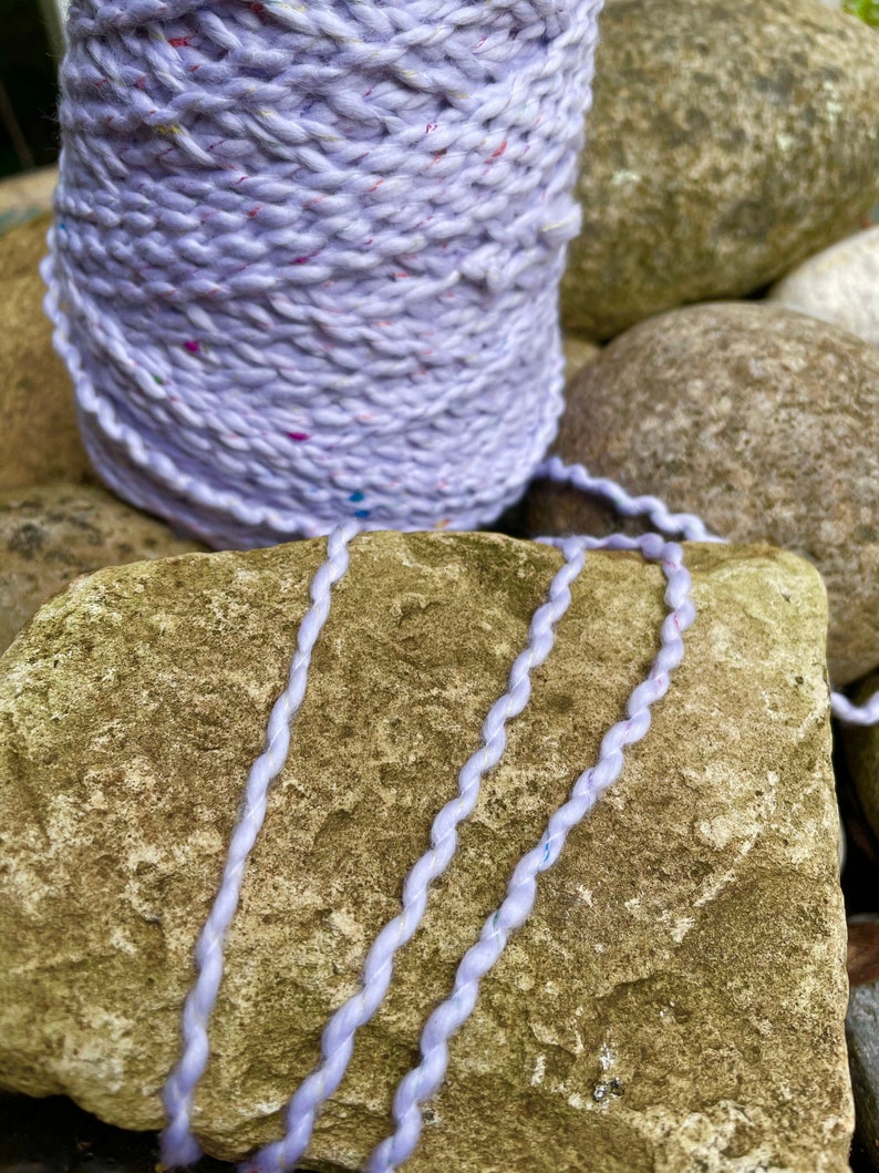 Thicker weight cotton incredibly soft textured yarn on cones \u201clilac or purple machine washable