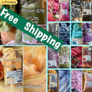 DM  merino silk luxury top spinning fiber 4oz 12 colors merino silk from belgum  free shipping :Saorisantacruz