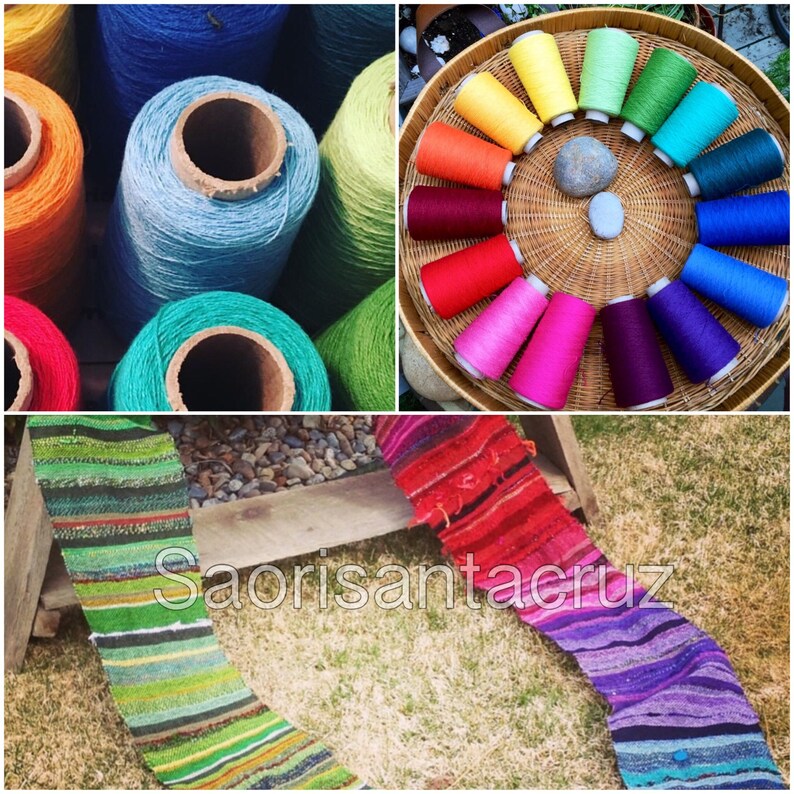 saorisantacruz Organic cotton and cottonlin 15 cone weaving yarns setweaving rainbows