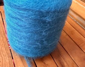 1 pound cone  high quality strong brushed mohair for core spinning, weaving, knitting Mediterranean  blue : saorisantacruz