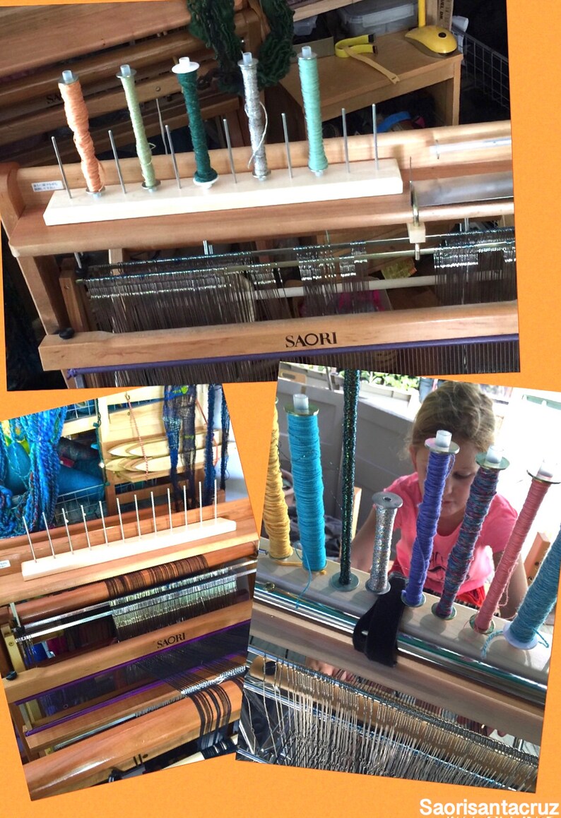 Weaving bobbin rack maple holds 12 wound bobbins and park your Etsy