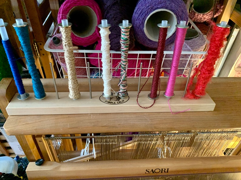 Weaving bobbin rack maple holds 12 wound bobbins and park your Etsy