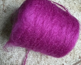 1 pound cone  high quality strong brushed mohair for core spinning, weaving, knitting " orchid/fuchsia " : saorisantacruC