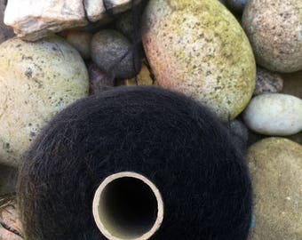 1 pound cone  high quality brushed mohair for core spinning, weaving, knitting . Black  : saorisantacruz