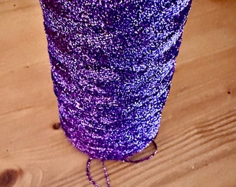 Metallic 6 ply yarn (not thread)rare to find sparkling amethyst cone great for saori weaving ,yarn plying lots of yardage: saorisantacruz