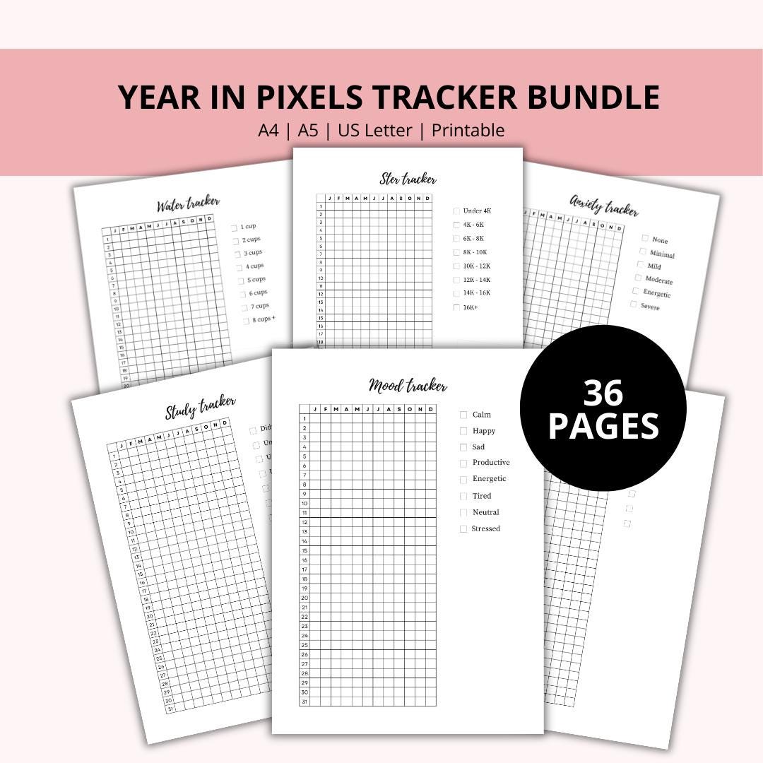Year in Pixels Printable Bundle, Bullet Journal Pages - Etsy Canada