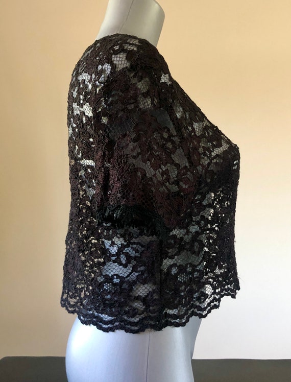 Vintage 1980s Contempo Casuals Black Lace Crop To… - image 2