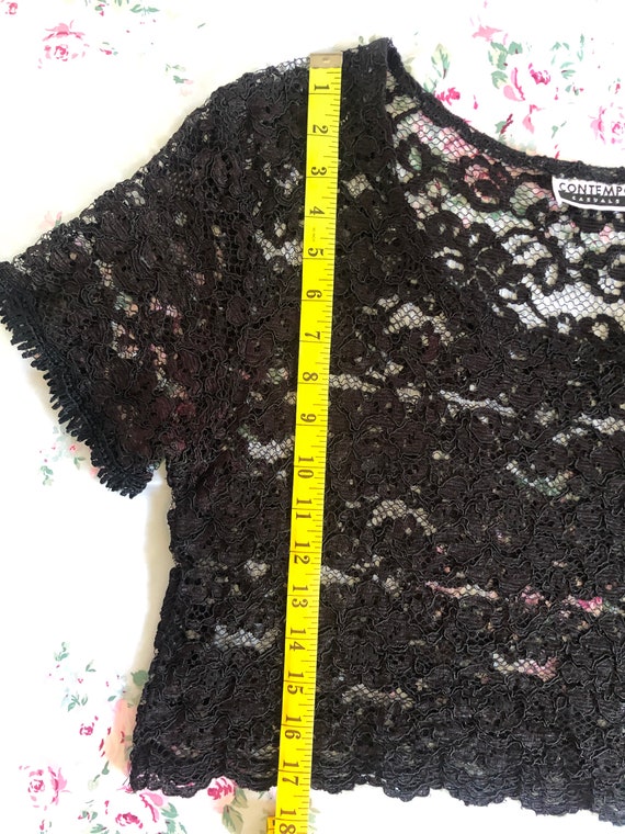 Vintage 1980s Contempo Casuals Black Lace Crop To… - image 7