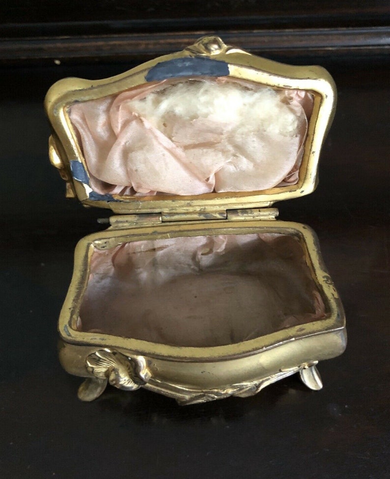 Antique Art Nouveau Trinket Box Niagara Falls Jewelry Casket Gold