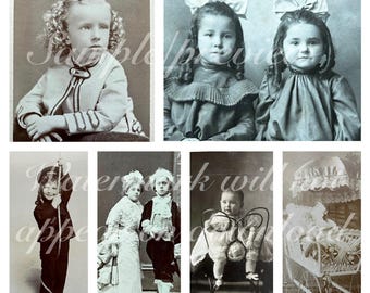 14 ECHTE Victoriaanse kinderportretten digitale download – Antieke babyfoto's voor junk journals en scrapbooking. GEEN AI. Authentieke kabinetskaarten.