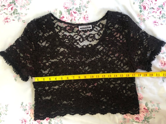 Vintage 1980s Contempo Casuals Black Lace Crop To… - image 6