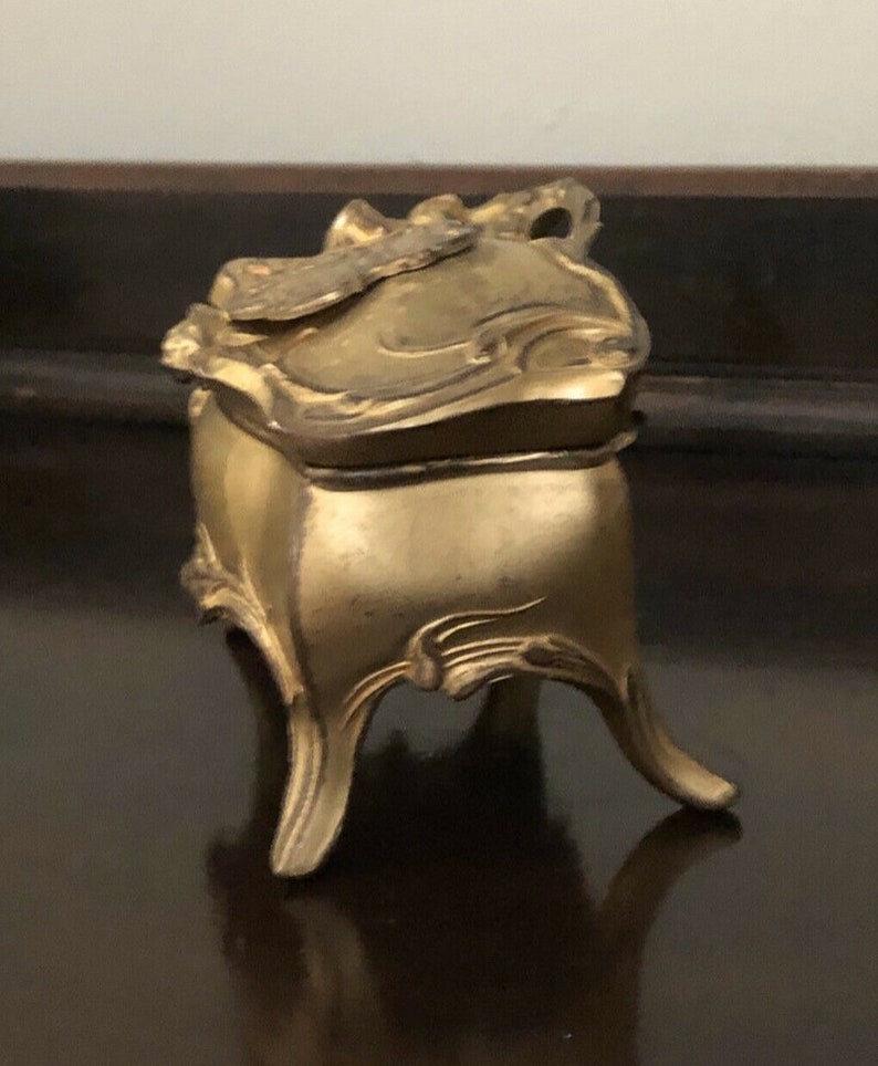 Antique Art Nouveau Trinket Box Niagara Falls Jewelry Casket Gold