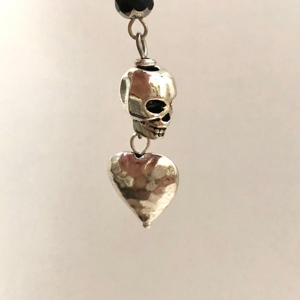 Hammered Heart and Skull Key Ring, Heavy Metal, Death Metal Fan, Deadhead, Hard Rock, Hells Angel, Supernatural, Rocker Gift