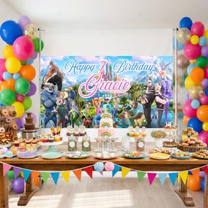 Zootopia 2 Party Favor Bundle, Editable Canva Template, Kids Birthday,Banner, Plate Topper, Popcorn Labels, Printable Party Decor Set image 7