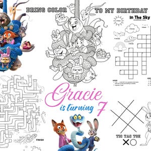 Zootopia 2 Coloring Page, Fun Activity Sheet, Canva Editable Template, Kids Printable Game