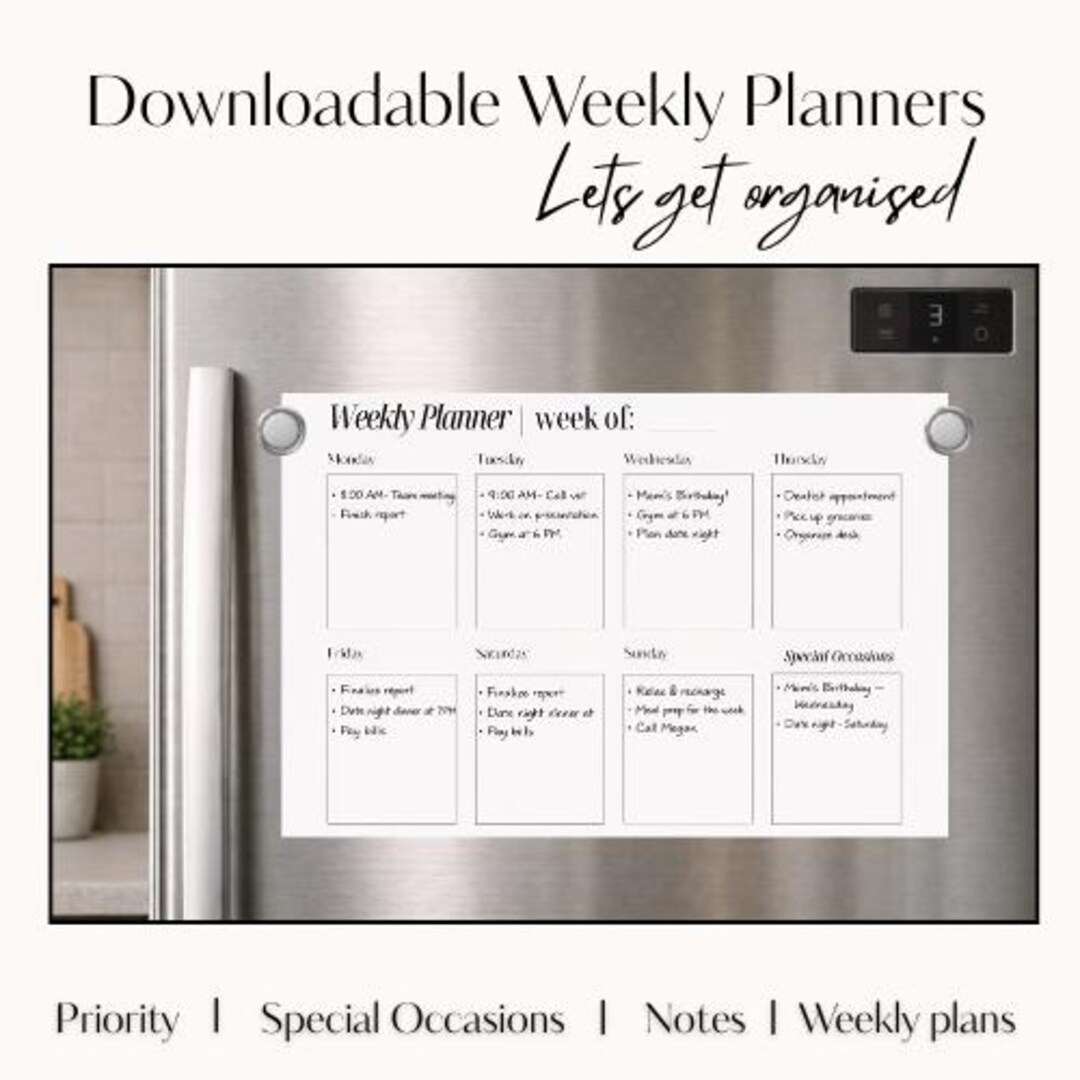 Minimal Weekly Planner Printable A4 & A5 | Instant Download - Etsy