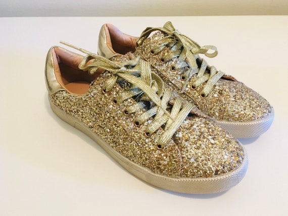 Gold Sparkle Sequin Running Shoes | Size 8 Running